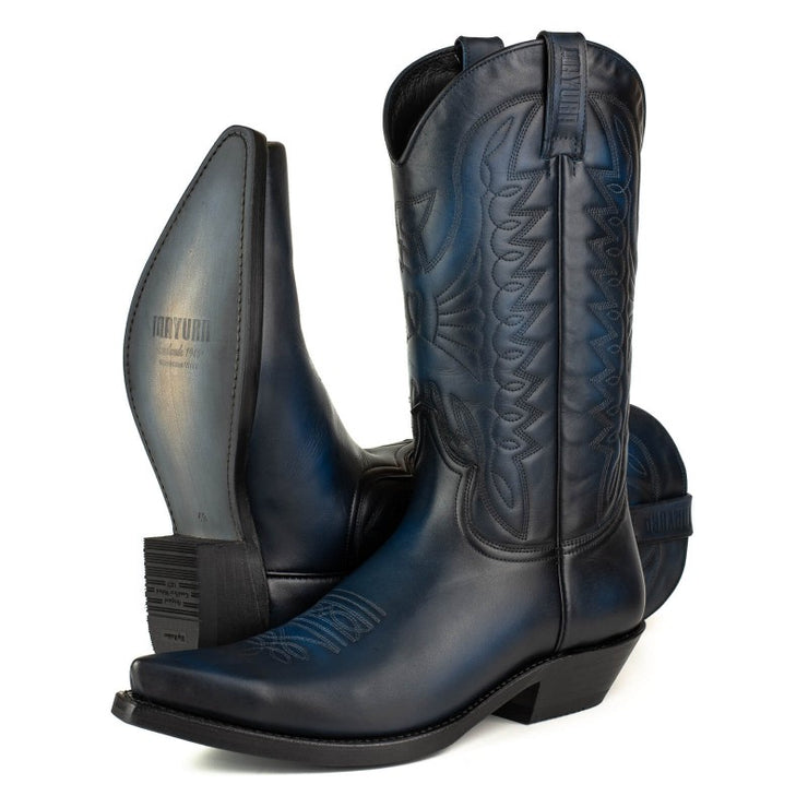 Botas Cowboy Country e Western 1920 Homem e Mulher Preto e Azul Premium