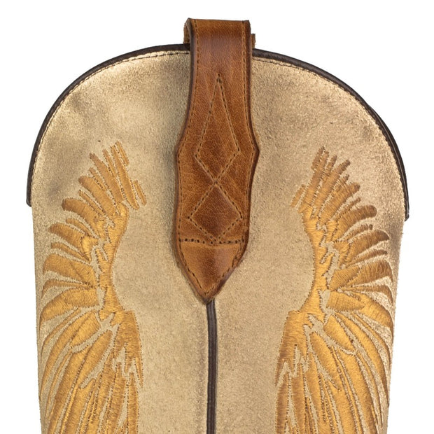 Botas Cowboy Mulher Castanho e Bege com Asas Dourado 2666