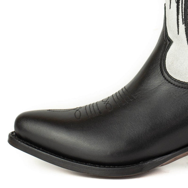 Botas Cowboy Mulher Preto e Branco com Asas Preto 2666