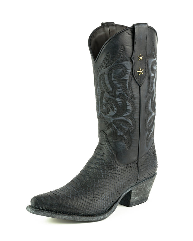 Botas Senhora Cowboy Modelo Alabama 2524 Preto Lavado |Cowboy Boots Europe