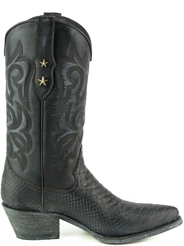 Botas Senhora Cowboy Modelo Alabama 2524 Preto Lavado |Cowboy Boots Europe